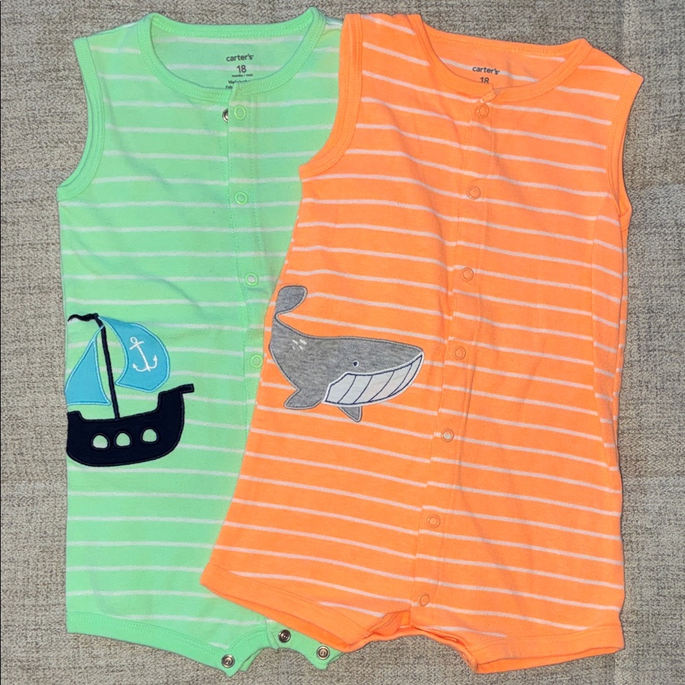 Carter's Striped Romper Set with Nautical Designs